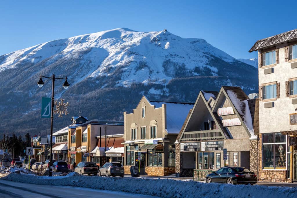 Jasper downtown in winter