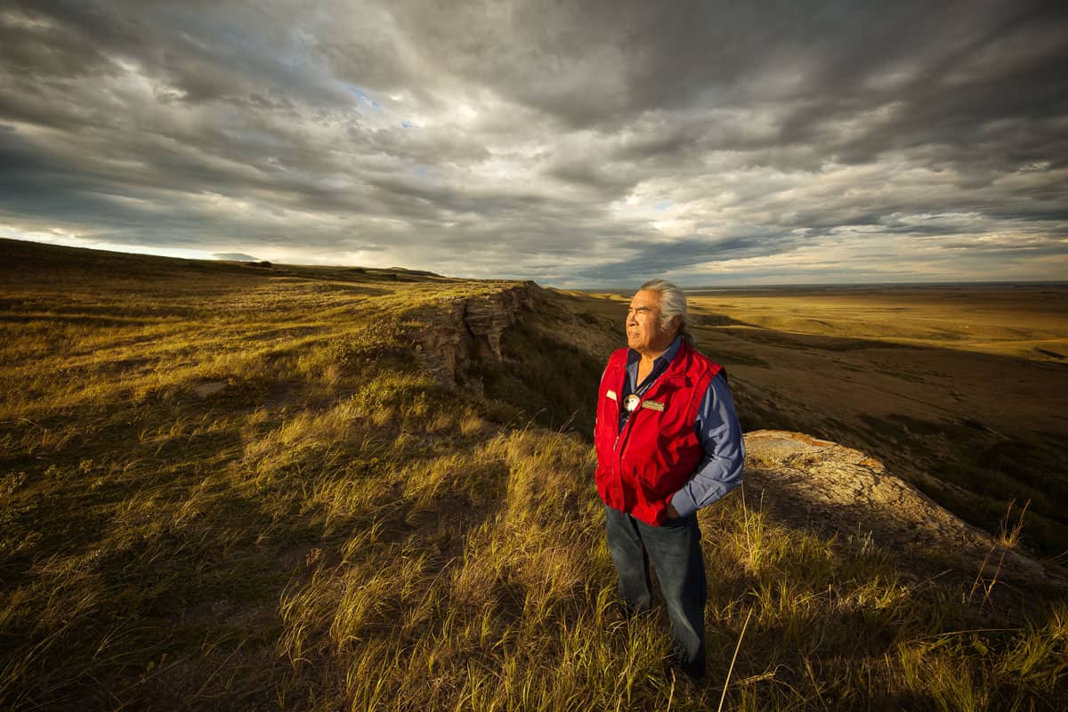 Indigenous Guide at Head-Smashed-In Buffalo Jump