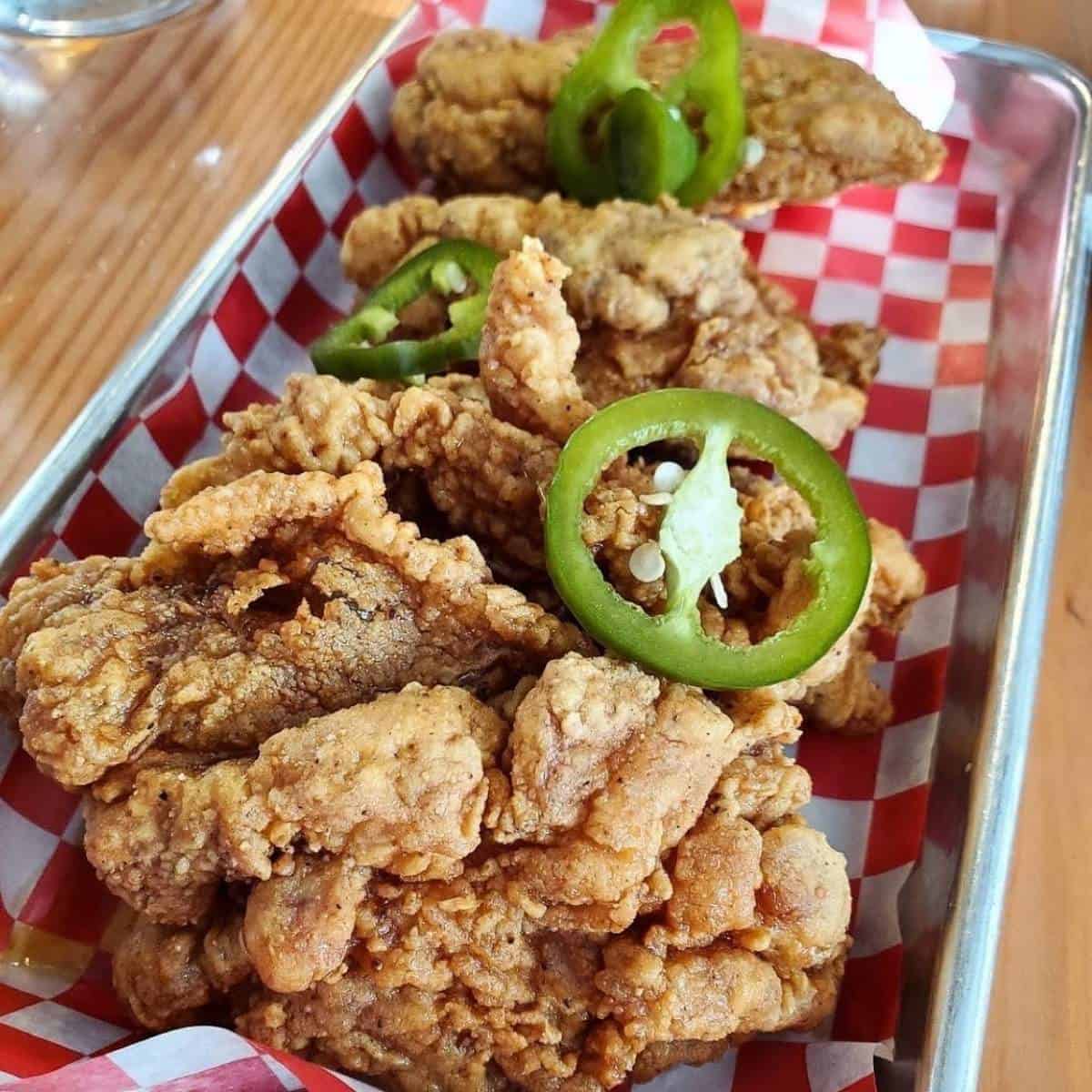 Juicy fried chicken from JinBar in Calgary.