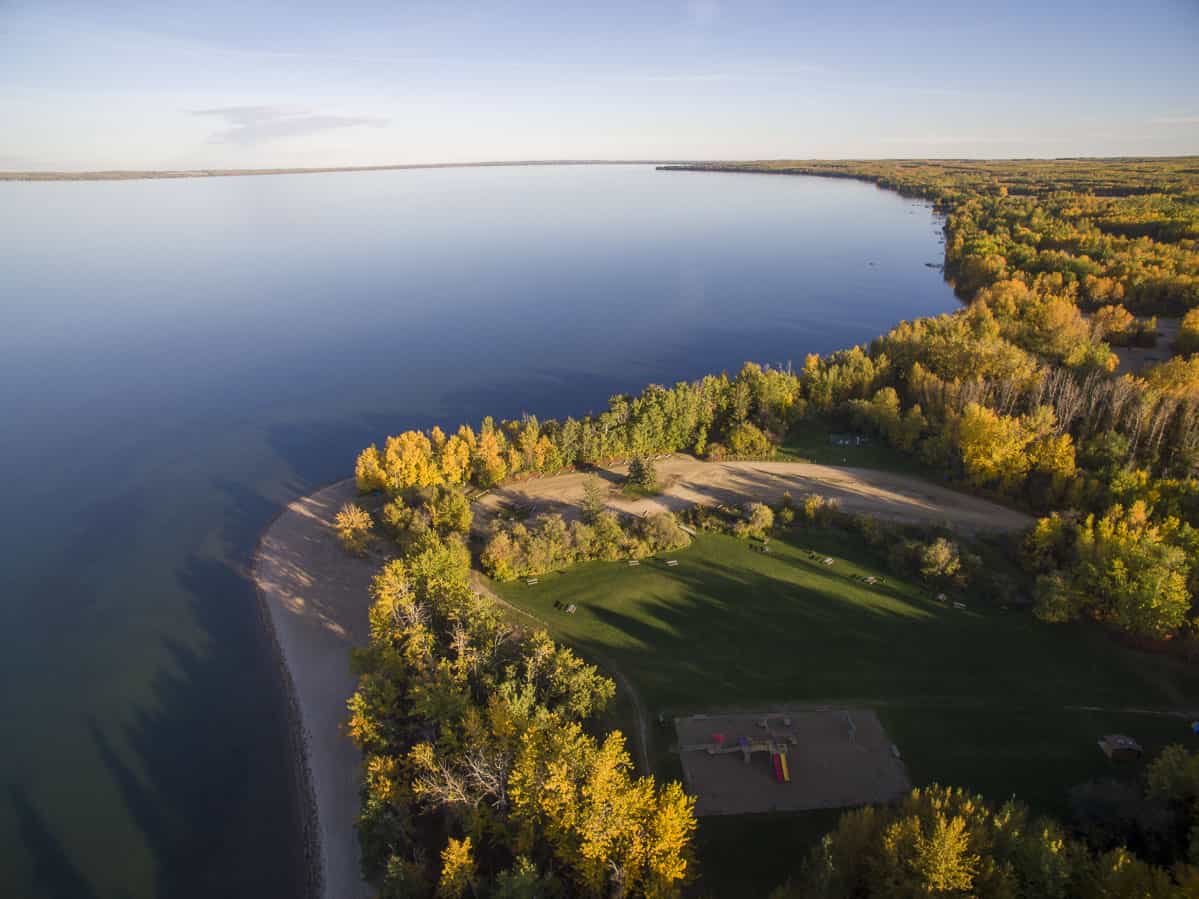 Aerial view of Pigeon Lake Provincial Park