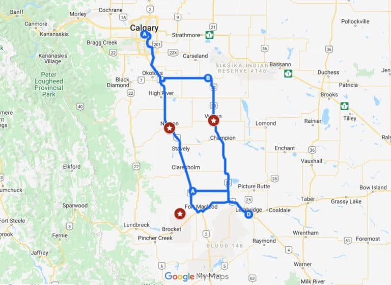 How To Get From Calgary To Lethbridge For 2024   Calgary To Lethbridge Map 768x559 