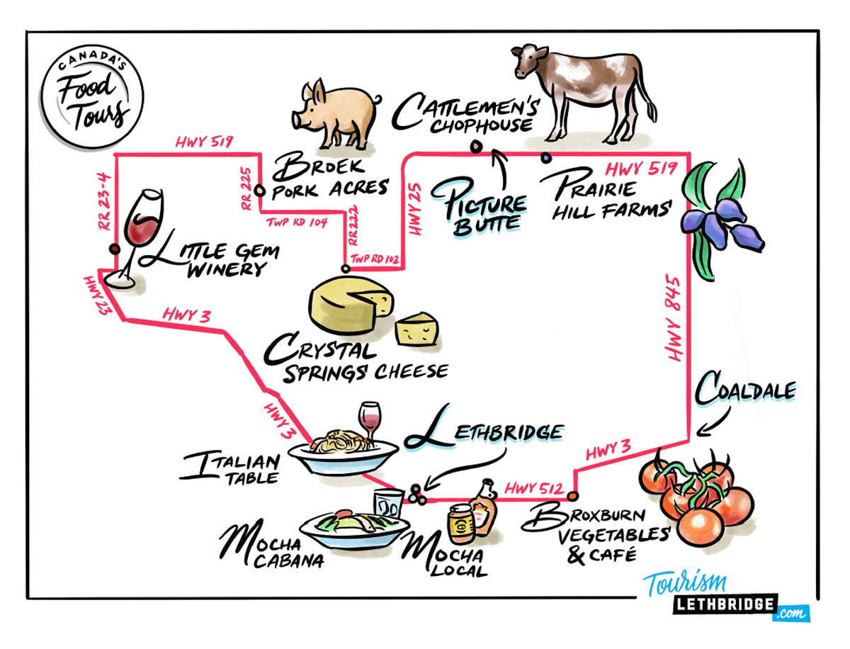 Canada's Food Tours Map - Southern Alberta