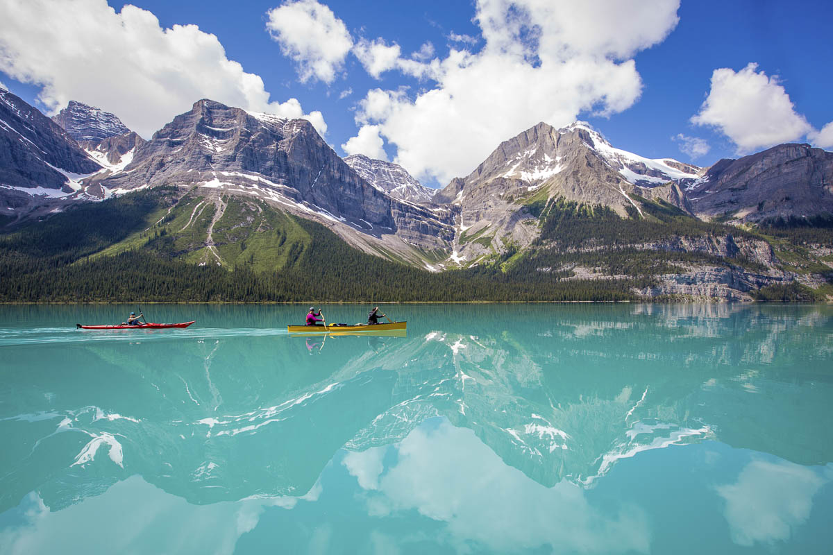 Canoeing on Maligne Lake