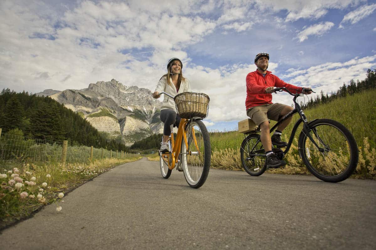 Cyclists on the Banff Legacy Trail