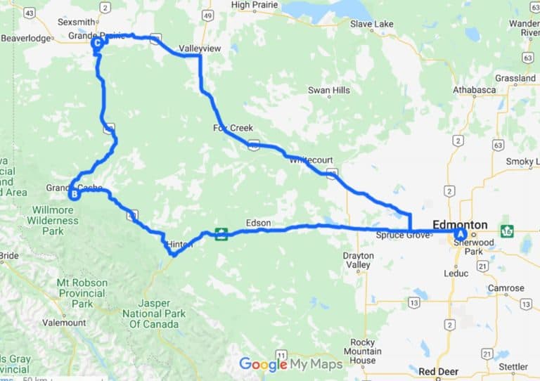 The BEST Ways To Get From Edmonton To Grande Prairie For 2024   Edmonton To Grande Prairie Map 768x542 