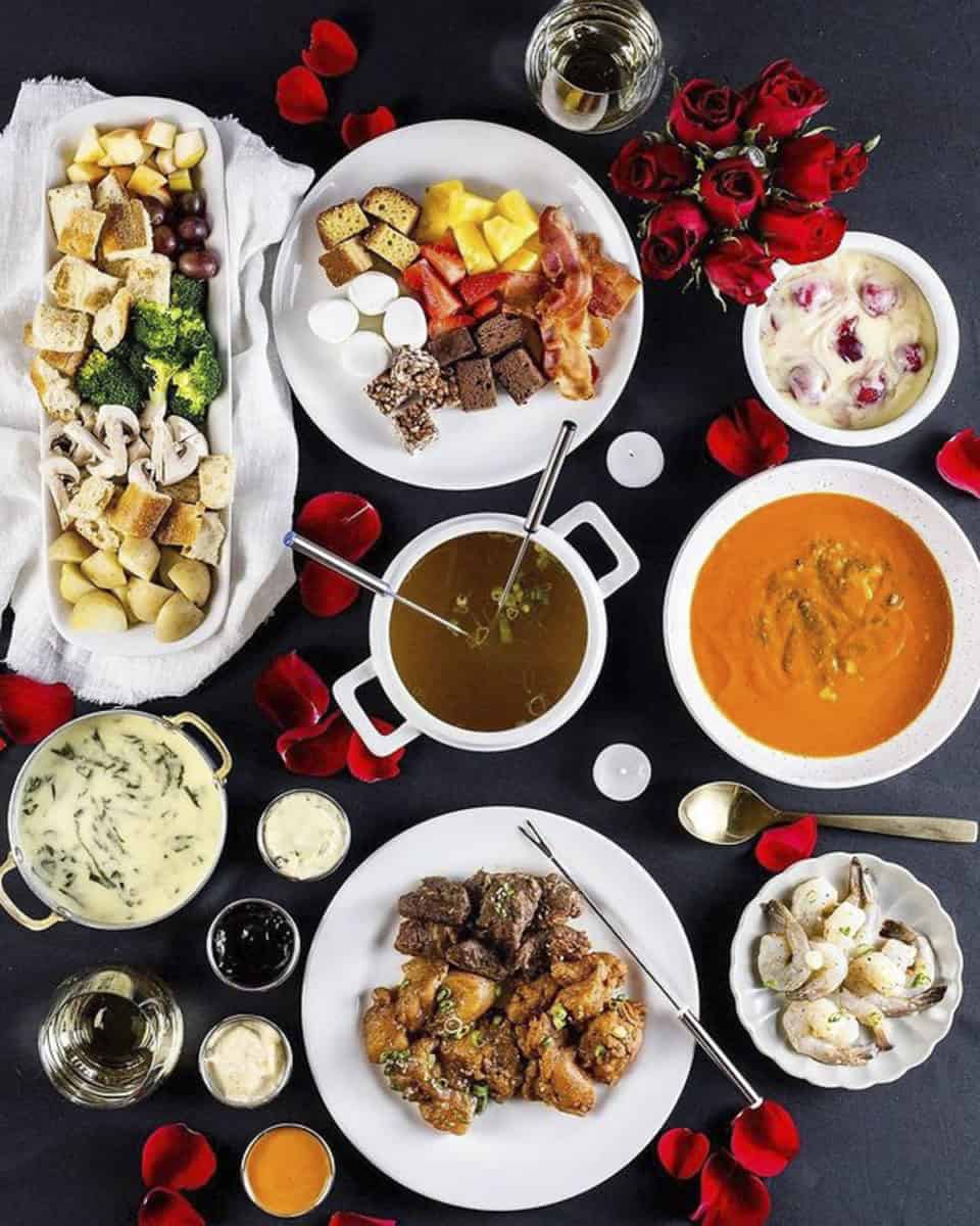 A fondue meal at Bleu Flames