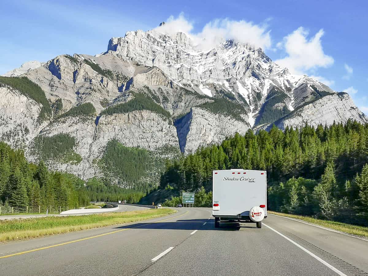 Driving into Banff