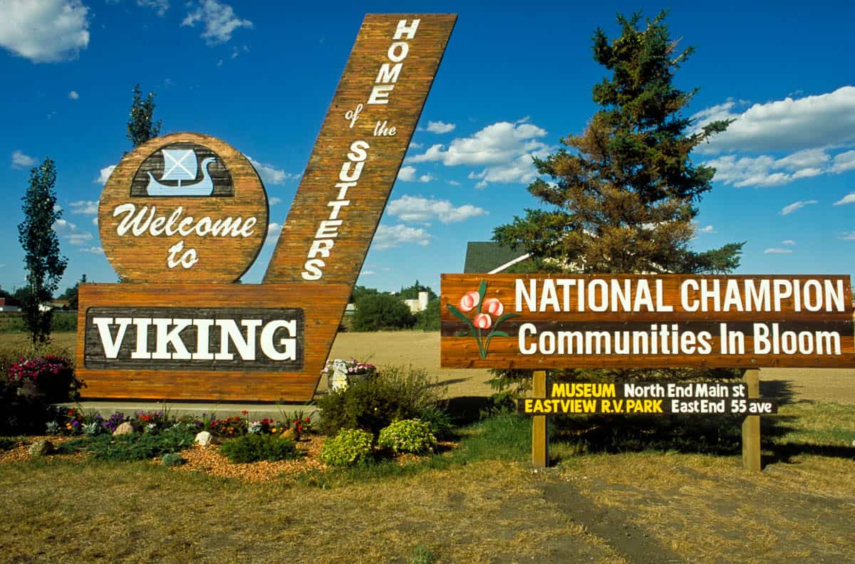 Welcome sign in Viking, Alberta