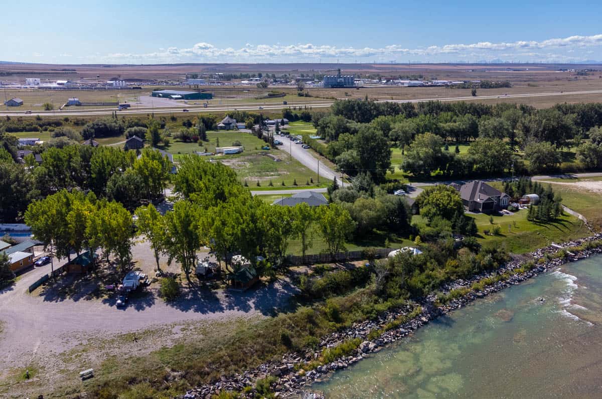 An aerial view of Daisy May Campground