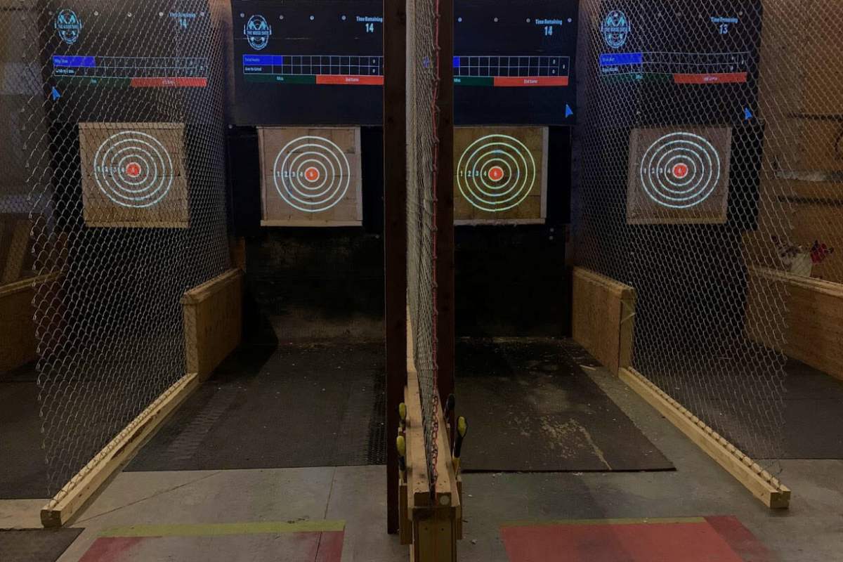 The lanes at Wood Shed Axe Throwing in Sylvan Lake