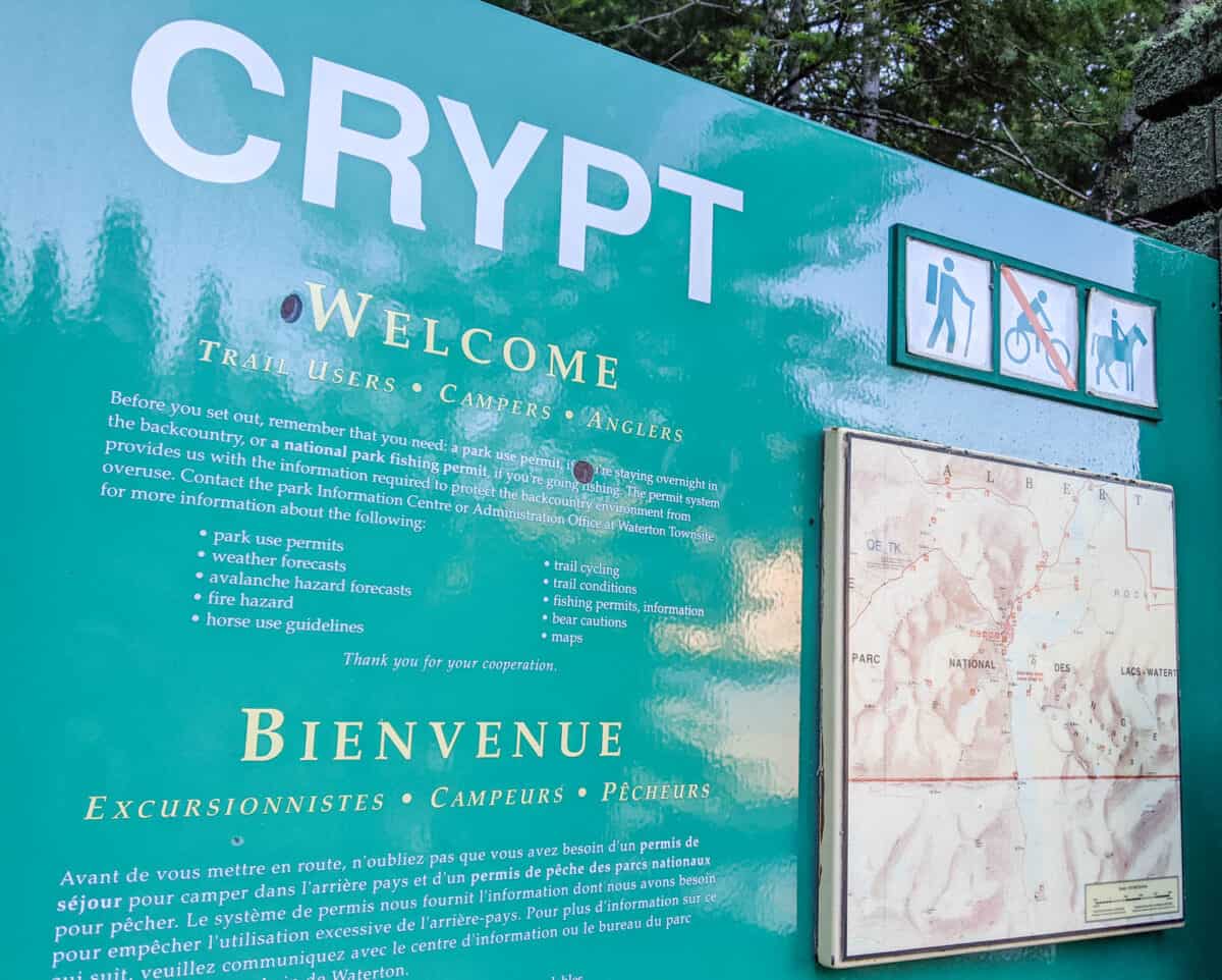 Crypt Lake Sign