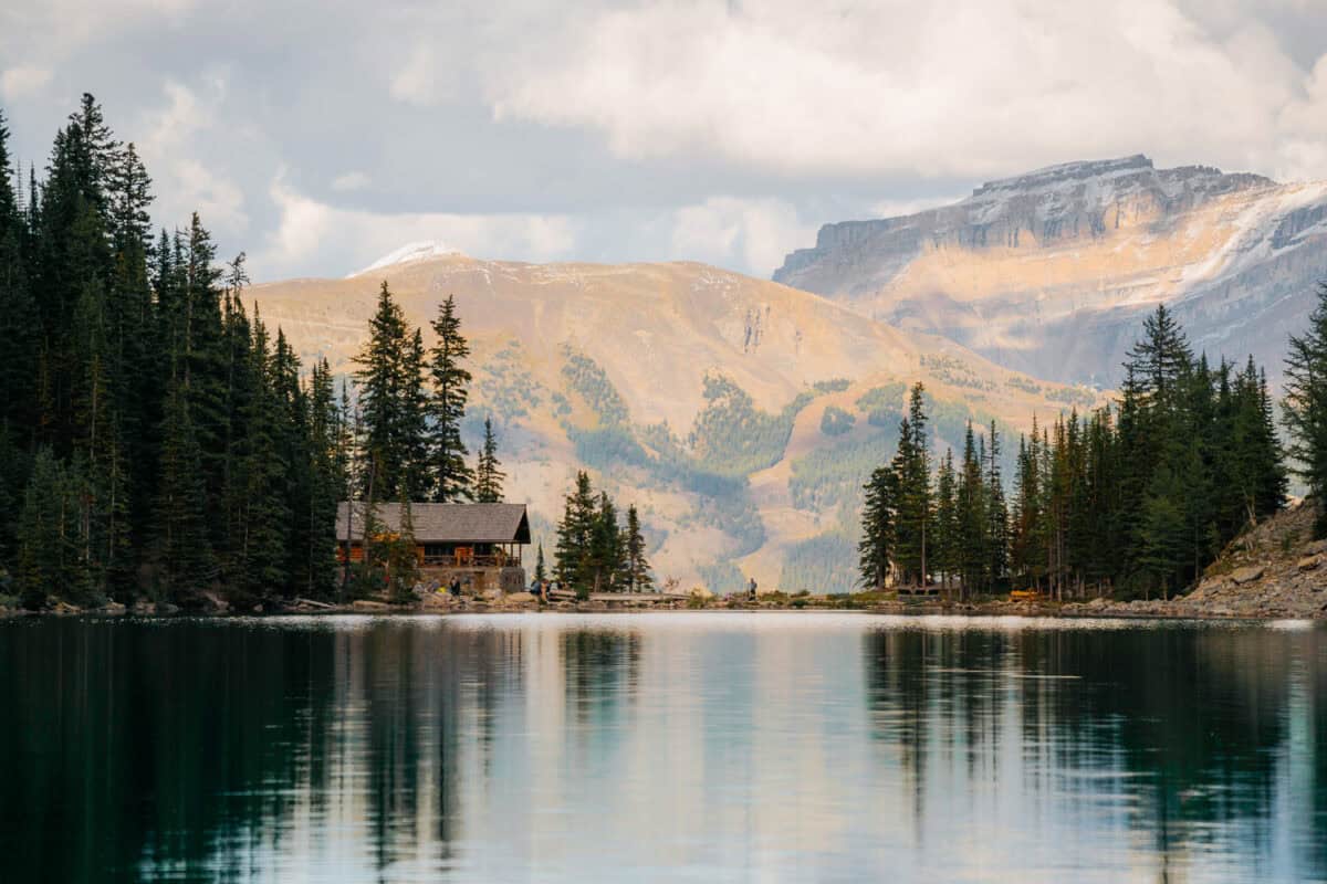 Lake Agnes Tea House on the water's edge.