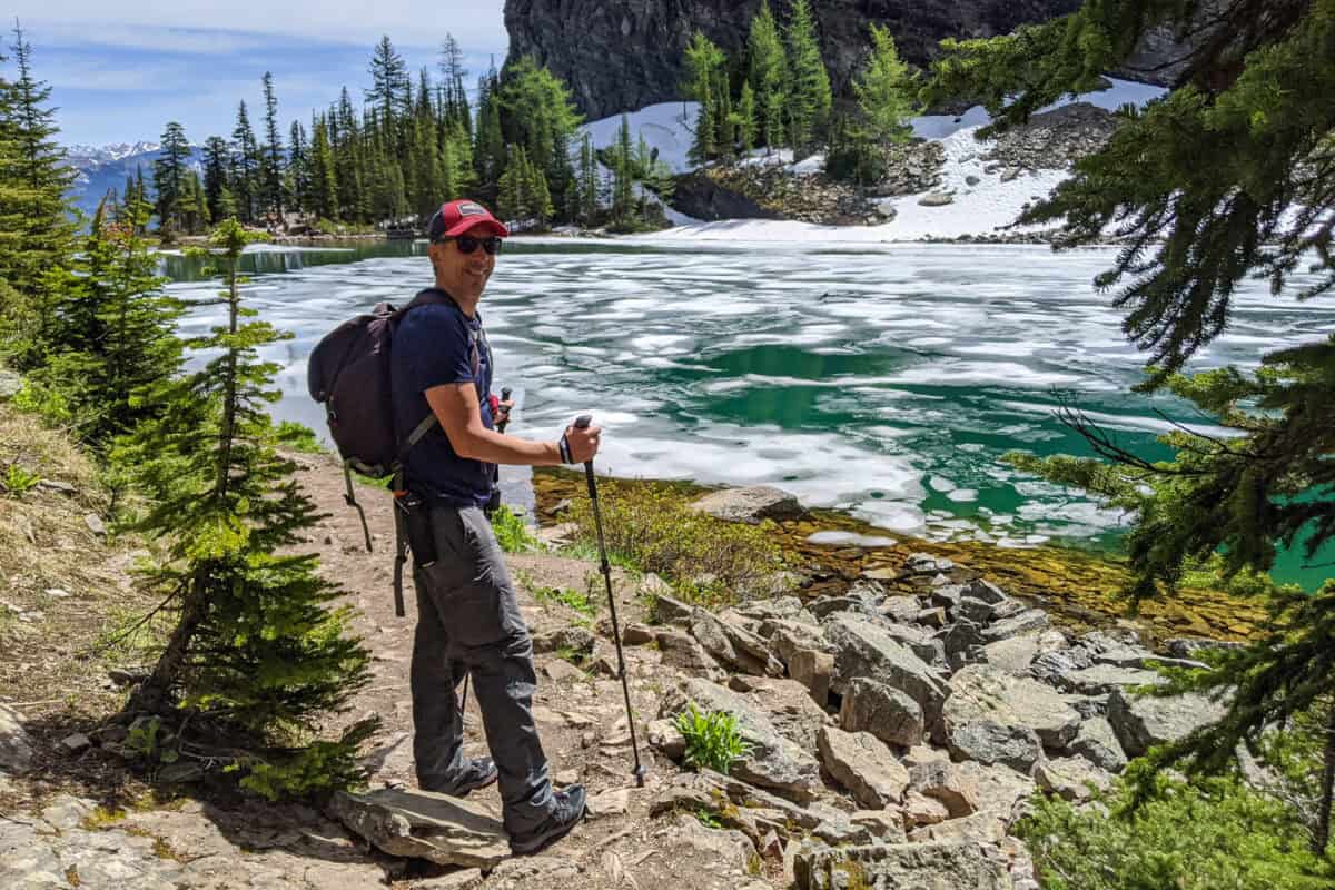 Pete at Lake Agnes in Spring